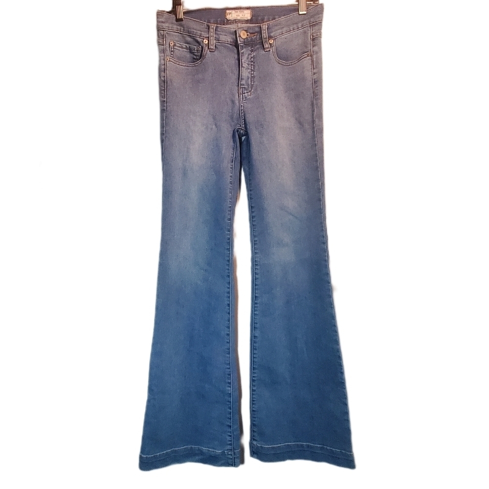 FREE PEOPLE Mid-Rise Flare Stretch Denim Jeans Size 27 Stevie Wash - Picture 12 of 13